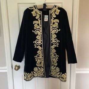 J. McLaughlin topper coat velvet brocade L